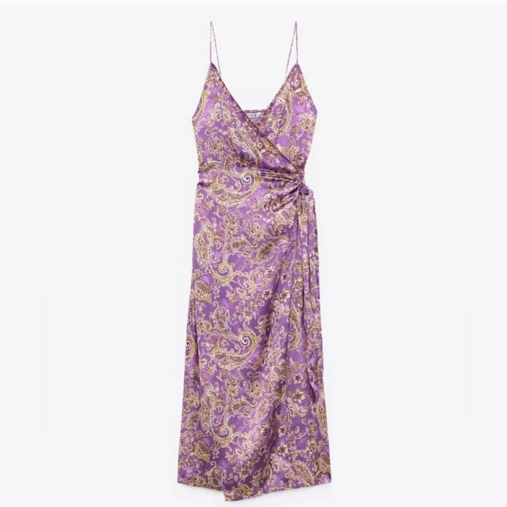 Satin Effect Print Dress Size S - Picture 7 of 9